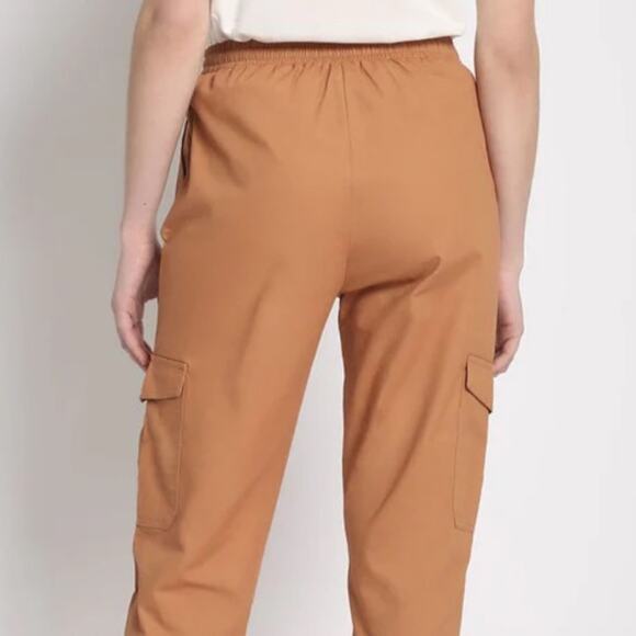 New Sans Souci $112 Clay Brown Elastic Waist Cargo Crop Small - Picture 13 of 14